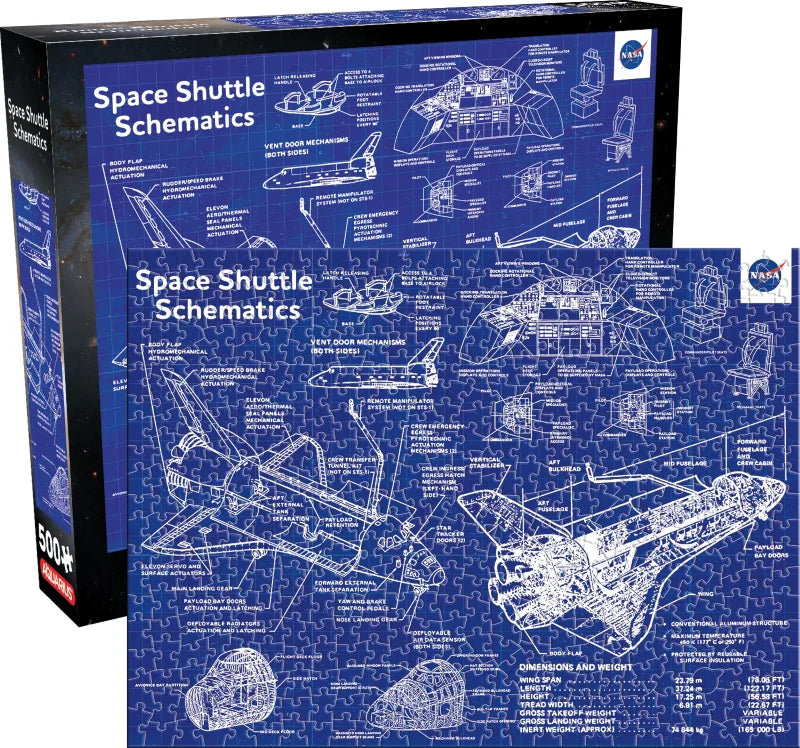 🧩 Puzzle NASA – Space Shuttle Schematics – Navette spatiale – 500 pièces – 35 x 48 cm 🚀🌌