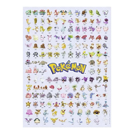 Puzzle Pokémon – 500 pièces – Pokédex Première Génération – 36 x 49 cm – Ravensburger. Un puzzle collector réunissant les 151 Pokémon de Kanto. Un must-have pour les fans de la première génération.