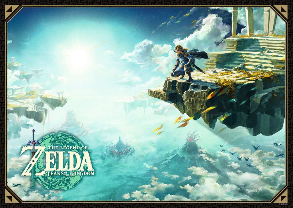 "Puzzle The Legend of Zelda: Tears of the Kingdom – 1000 pièces – Ravensburger. Illustration de Link sur une île céleste. Un défi épique pour les fans de la saga Zelda