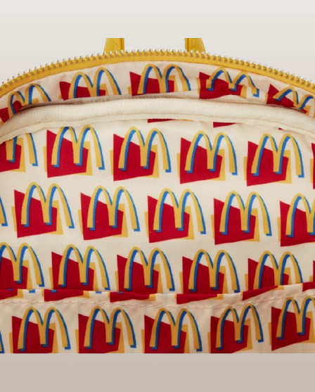 "Sac à Dos Loungefly McDonald's Big Mac Figural. Un sac à dos fun et original en forme de Big Mac avec des détails réalistes de laitue, fromage et sauce, parfait pour les fans de McDonald's et de mode décalée !"