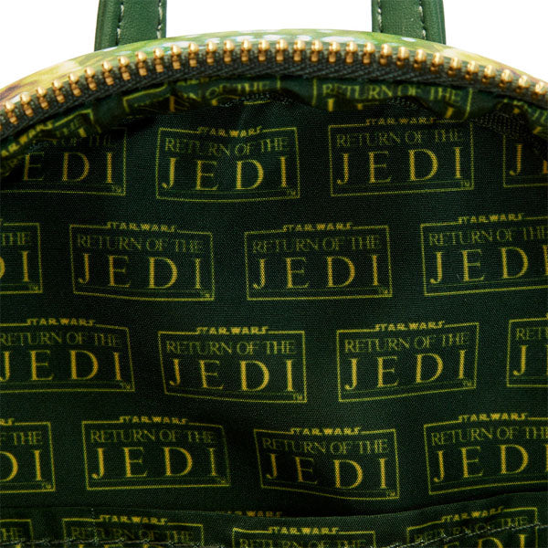 Sac à dos Loungefly – Star Wars Return of the Jedi – 23 x 27 x 11 cm. Sac en simili cuir avec scènes emblématiques du film, poche frontale et doublure thématique.