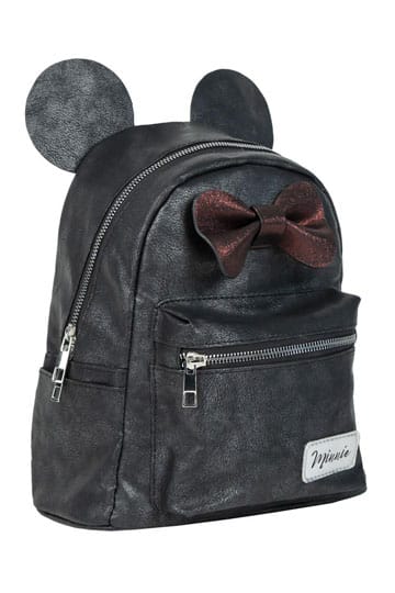 Sac à dos Disney – Minnie Mouse – Oreilles & Nœud – 22 x 25 x 11 cm – cuir synthétique. Sac noir élégant avec oreilles emblématiques et nœud rouge métallisé. Un accessoire tendance pour les fans de Disney.