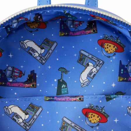 Sac à dos Loungefly – Toy Story – Pizza Planet Space Entry. Mini backpack bleu avec le portail spatial emblématique de Pizza Planet. Idéal pour les fans de Toy Story et Disney