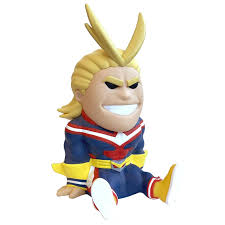 "Tirelire All Might â My Hero Academia. ReprĂ©sentation amusante d'All Might en format tirelire, idĂ©ale pour Ă©conomiser tout en affichant sa passion pour l'univers My Hero Academia."