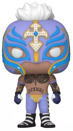 Funko Pop! WWE â Rey Mysterio (N°93). Masque bleu/or, tatouages dĂ©taillĂ©s et tenue de lucha libre. Figurine fidĂšle Ă la superstar de la WWE.