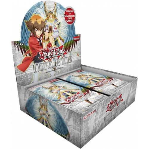 "Display de Packs de Boosters Yu-Gi-Oh! – Lumière de la Destruction. Contient plusieurs boosters avec des cartes exclusives, idéal pour les collectionneurs et joueurs passionnés de Yu-Gi-Oh!."