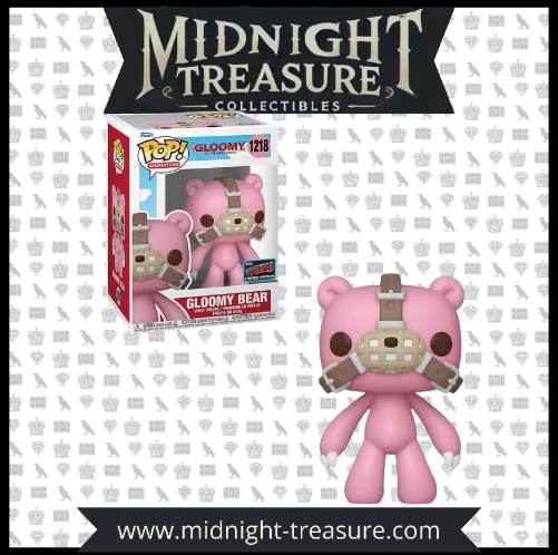 Funko Pop! Gloomy Bear 1218 - Muzzled (Bloody) - Fall Convention Exclusive [New York Comic Con - NYCC]. Figurine exclusive avec étiquette officielle NYCC, représentant l’ours emblématique de Mori Chack avec une muselière et ses griffes acérées. Une pièce convoitée pour collectionneurs et fans de culture pop japonaise