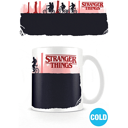 Mug Stranger Things – Upside Down – Thermoréactif – 315 ml. Mug blanc dont le décor révèle l’Upside Down lorsqu’un liquide chaud est versé.