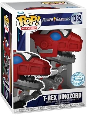 Funko Pop! Power Rangers – T-Rex Dinozord (N°1382). Zord rouge emblématique du Ranger Rouge avec armure mécanique détaillée. Une figurine exclusive pour les fans de Power Rangers.

