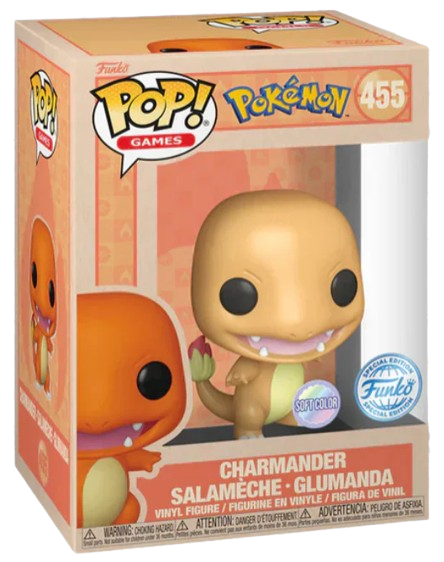 Funko Pop! Pokémon N°455 – Salamèche édition Soft Color avec finition pastel exclusive et flamme emblématique.