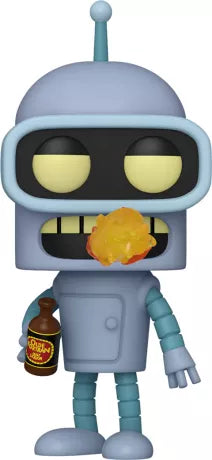 Figurine Funko Pop! Bender (1757) de Futurama, tenant une bouteille et crachant des flammes étincelantes, en édition limitée Glitter Chase et Funko Limited Edition