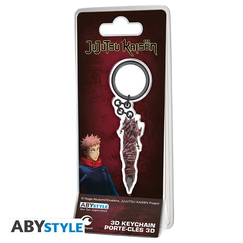 Porte-clés Jujutsu Kaisen 3D représentant un doigt de Sukuna, 6 cm, licence officielle ABYstyle. Accessoire détaillé inspiré des reliques maudites de l’anime.