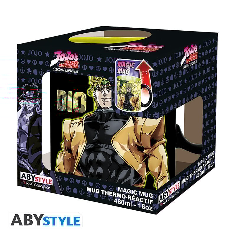 Mug thermoréactif JoJo’s Bizarre Adventure – Jotaro vs Dio – 460 ml – ABYstyle. Mug en céramique changeant d’apparence à la chaleur. Le duel emblématique entre Jotaro Kujo et Dio Brando.