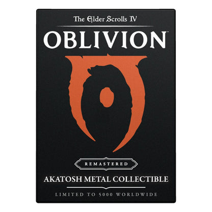 Lingot collector Akatosh – The Elder Scrolls IV: Oblivion, édition limitée à 5000 exemplaires. Métal plaqué nickel noir avec illustration vitrail et présentoir inclus.