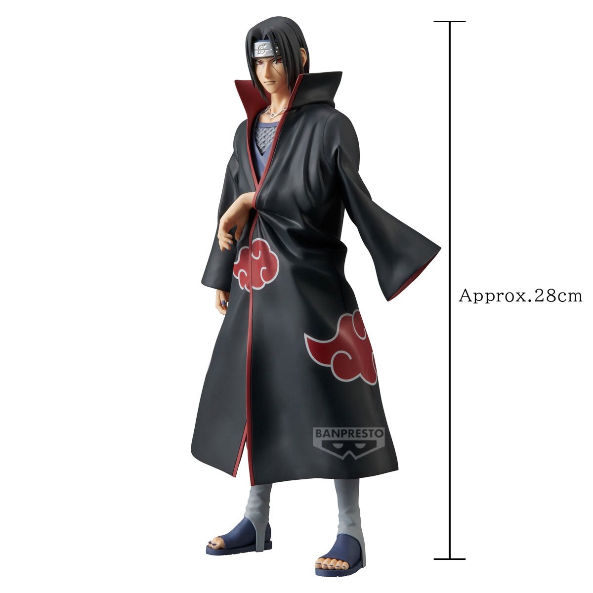 Figurine Naruto Shippuden – Uchiha Itachi – Grandista – 28 cm – Banpresto. Itachi en posture calme, vêtu de la cape Akatsuki. Une figurine détaillée parfaite pour les fans de Naruto.