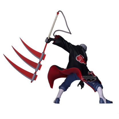Figurine Naruto Shippuden – Hidan (Version B) – Vibration Stars – 13 cm – Banpresto. Hidan en tenue Akatsuki, brandissant sa faux triple-lame rouge. Une figurine fidèle et dynamique parfaite pour les fans de Naruto.