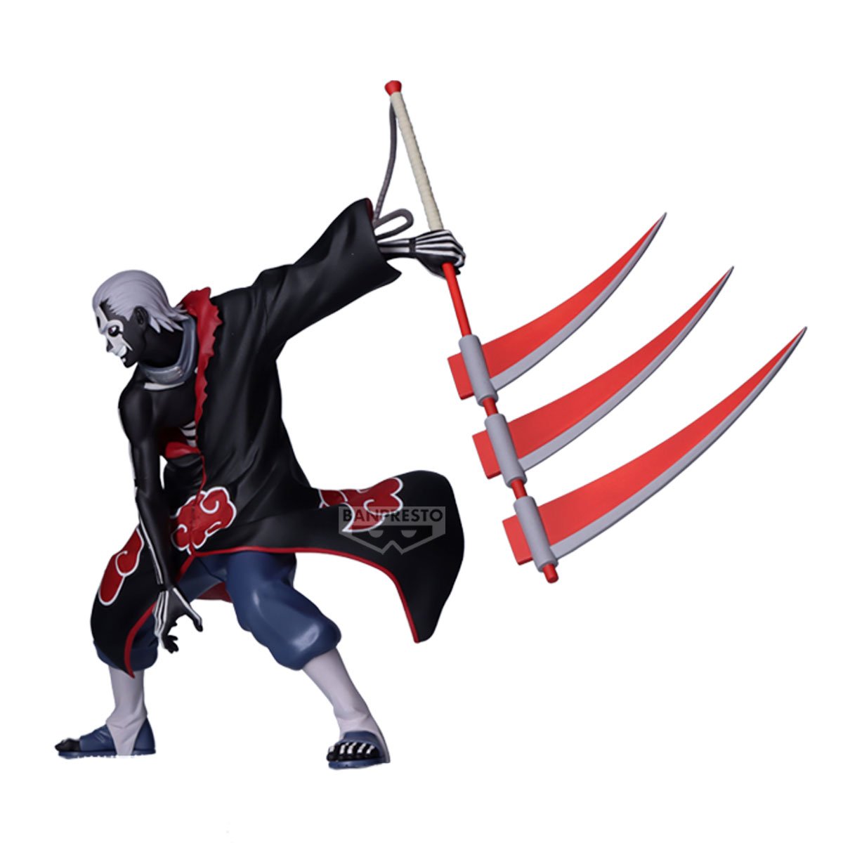Figurine Naruto Shippuden – Hidan (Version B) – Vibration Stars – 13 cm – Banpresto. Hidan en tenue Akatsuki, brandissant sa faux triple-lame rouge. Une figurine fidèle et dynamique parfaite pour les fans de Naruto.