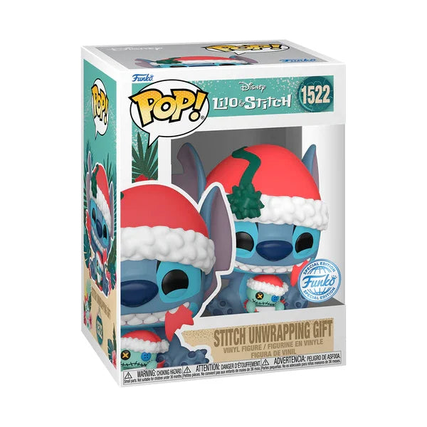 🎄🎁 Funko Pop! Disney N°1522 – Stitch Unwrapping Gift (Stitch déballe son cadeau) – Special Edition – Lilo & Stitch 🎁🎄