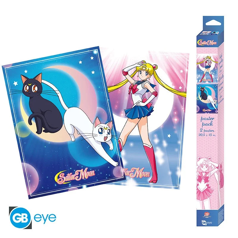 🌙🐱 Sailor Moon – Sailor Moon & Chats – Set de 2 posters 52 x 38 cm 🐱🌙