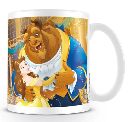 Mug Disney – La Belle et la Bête – 300 ml – Tale as Old as Time. Mug blanc décoré de Belle et la Bête dansant dans la salle de bal. Scène romantique issue du film d’animation.