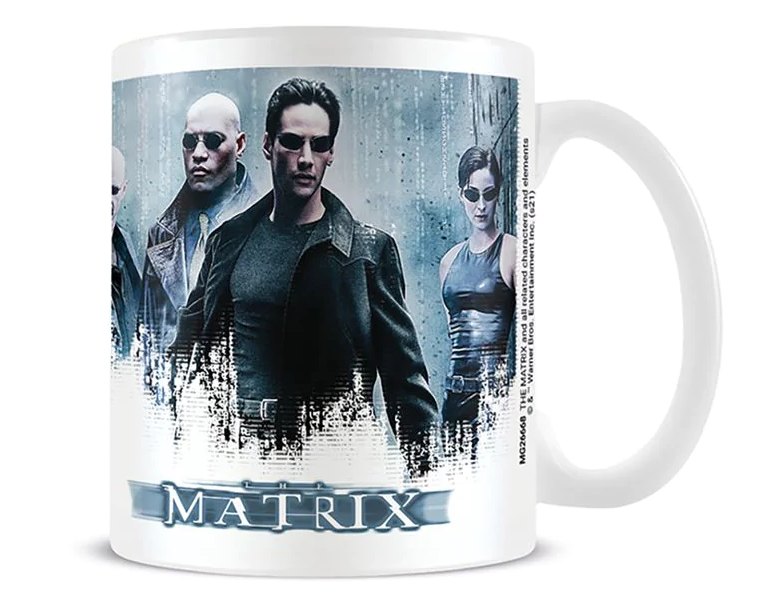 Mug The Matrix – Réalité Simulée – 315 ml – Officiel. Mug en céramique avec Neo, Morpheus et Trinity dans un design glitch numérique. Un must-have pour les fans de science-fiction et de cyberpunk.

