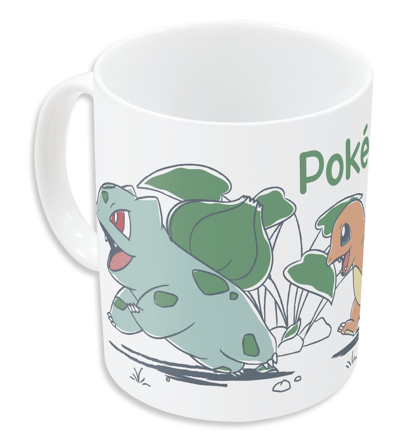 Mug Pokémon – Chill – 325 ml – Stor. Mug en céramique blanche décoré de Bulbizarre, Salamèche et Carapuce dans un style minimaliste et doux.