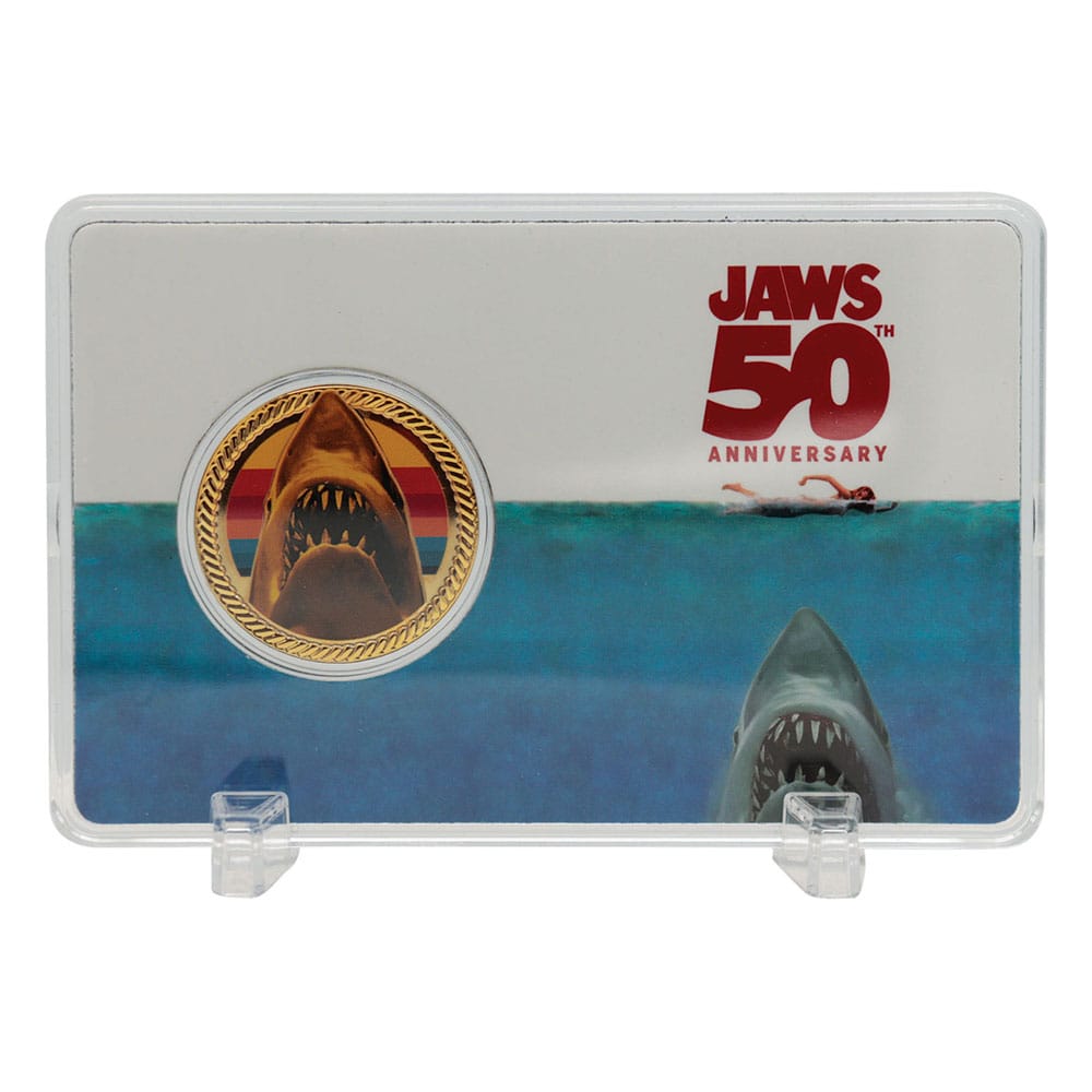 🟦 Réplique Métal – Gold Plated Presentation Coin – Les Dents de la Mer (50ᵉ Anniversaire) 🦈✨