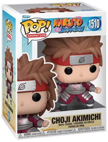 "Funko Pop! Choji Akimichi (1510) – Naruto Shippuden – Édition spéciale. Figurine en vinyle représentant Choji Akimichi en posture de combat, portant son armure rouge et son bandeau de Konoha."