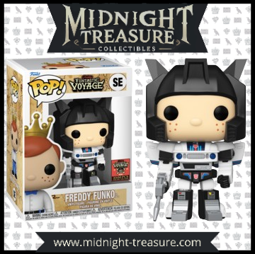 "Funko Pop! Freddy Funko as Jazz â Ădition limitĂ©e Funtastic Voyage 2024, 3500 PCS Online Edition. Figurine en vinyle reprĂ©sentant Freddy Funko dans lâarmure emblĂ©matique de Jazz de Transformers, avec des dĂ©tails mĂ©caniques, une pose dynamique et un blaster signature. Un must-have pour les collectionneurs de Funko et de Transformers."