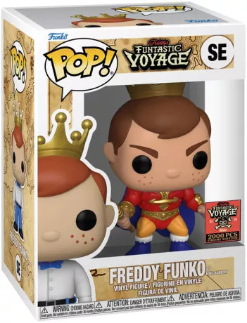 "Funko Pop! Freddy Funko as King Randor – Édition limitée Funtastic Voyage 2024, 2000 PCS Exclusive Edition. Figurine en vinyle représentant Freddy Funko sous les traits du roi Randor, avec une armure rouge et or, une cape et une couronne dorée. Un must-have pour les collectionneurs de Funko et de Masters of the Universe."