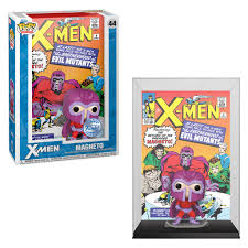 "Funko Pop! Magneto (44) – Édition exclusive X-Men Comic Cover Marvel. Figurine en vinyle de Magneto avec son costume rouge et violet, présentée avec la couverture classique de X-Men #1 dans un cadre acrylique. Un incontournable pour les fans de Marvel et les collectionneurs."