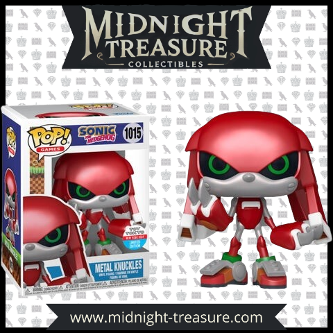 "Funko Pop! Metal Knuckles (1015) – Sonic the Hedgehog. Figurine exclusive avec sticker Fall Convention NYCC 2024 – Toy Tokyo Limited Edition, représentant Metal Knuckles dans un design métallique impressionnant. Édition limitée idéale pour les collectionneurs de Funko Pop!"