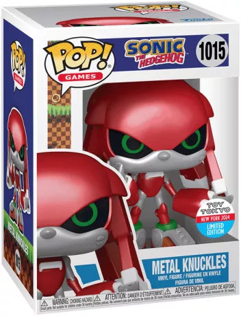 "Funko Pop! Metal Knuckles (1015) – Sonic the Hedgehog. Figurine exclusive avec sticker Fall Convention NYCC 2024 – Toy Tokyo Limited Edition, représentant Metal Knuckles dans un design métallique impressionnant. Édition limitée idéale pour les collectionneurs de Funko Pop!"