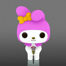 "Funko Pop! My Melody (91) – Hello Kitty and Friends. Figurine exclusive avec sticker Special Edition et effet Glow in the Dark, représentant My Melody avec son capuchon rose, un nœud jaune et un cornet de glace à la fraise. Édition rare pour les fans de Sanrio et les collectionneurs de Funko."