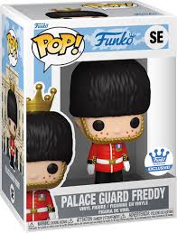 "Funko Pop! Palace Guard Freddy – Édition spéciale exclusive Funko Shop. Figurine en vinyle représentant Freddy Funko en garde royal britannique avec uniforme rouge et bonnet bearskin. Un incontournable pour les collectionneurs et les fans de Funko."