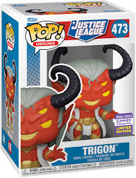 Funko Pop! Trigon (473) – Édition limitée San Diego Comic-Con 2023 de l’univers Justice League. Figurine en vinyle représentant Trigon avec sa peau rouge, ses cornes noires et son armure dorée. Un incontournable pour les fans de DC Comics et les collectionneurs."