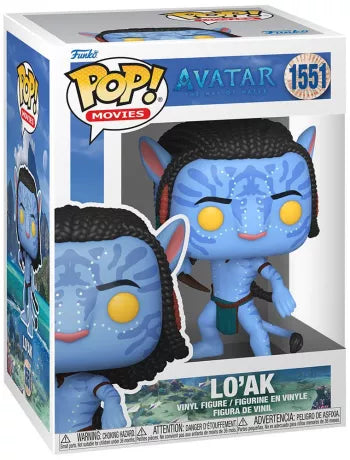 Funko Pop! Lo’ak (1551) issue de Avatar: The Way of Water, figurine représentant le fils de Jake Sully en posture dynamique, avec son arme Na’vi et ses détails fidèles au film.