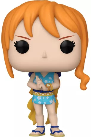 Funko Pop! One Piece Onami (1472) en tenue Wano, avec son Clima-Tact et sa robe yukata bleue, inspirée de l'arc Wano du manga One Piece.