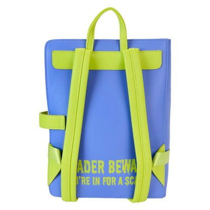 Mini sac à dos Loungefly – Goosebumps / Chair de Poule – The Haunted Mask – Glow in the Dark – 23 x 11 x 27 cm. Sac rigide en forme de livre avec illustration effrayante, effet phosphorescent et bretelles vertes. Parfait pour les fans d’horreur rétro et de pop culture.

