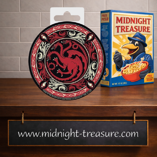 Dessous de verre officiel House of the Dragon représentant le blason de la Maison Targaryen. En céramique avec base en liège, diamètre 10 cm, signé ABYstyle.