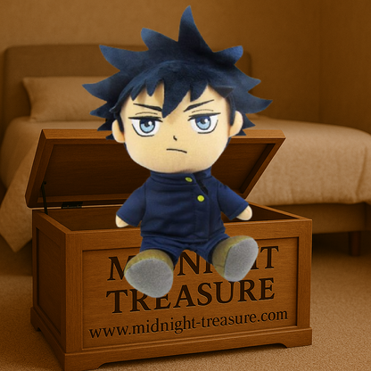 Peluche officielle Jujutsu Kaisen représentant Megumi Fushiguro. Modèle de 23 cm signé Just Funky, doux et fidèle au personnage, parfait pour les fans et collectionneurs.