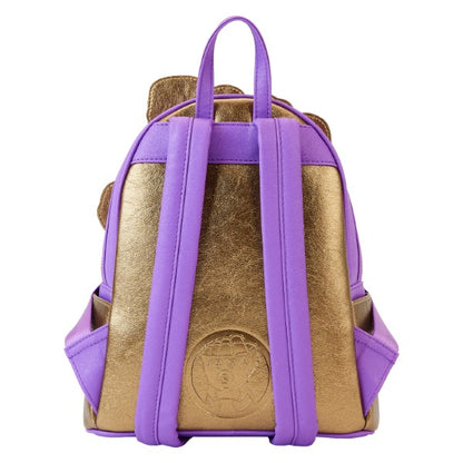 Sac à dos Loungefly – Marvel – Thanos Gauntlet – Infinity Saga – 23 x 27 x 11 cm. Sac or et violet avec gant en relief et pierres colorées. Un modèle puissant et brillant pour les fans de Marvel.

