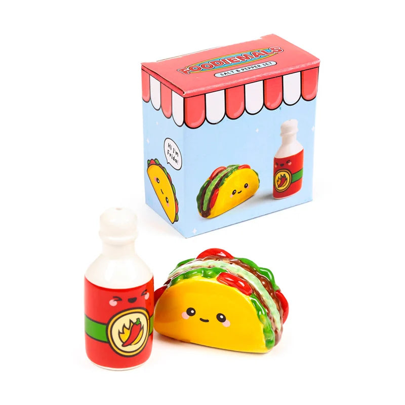 🌮🌶️ Set Salière & Poivrière – Kawaii Taco & Sauce 🌶️🌮
