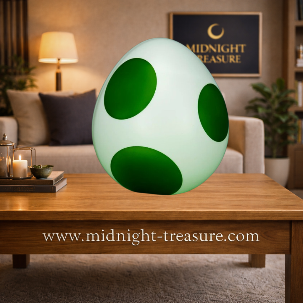 Lampe décorative officielle Super Mario en forme d'Œuf de Yoshi. Éclairage LED, alimentation USB, hauteur 13 cm. Un accessoire Paladone parfait pour une décoration gaming Nintendo.