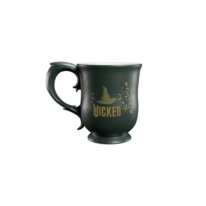 Mug Wicked Partie 2 – 350 ml. Mug premium en céramique avec deux motifs différents : logo Wicked avec chapeau d’un côté, papillon et décor floral de l’autre.