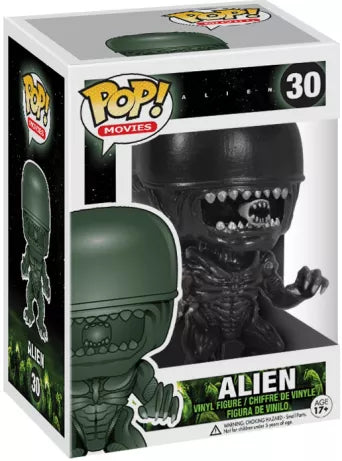 Funko Pop! Movies Alien – Xénomorphe (N°30). Figurine du monstre iconique du film Alien, avec tête allongée et corps biomécanique noir.