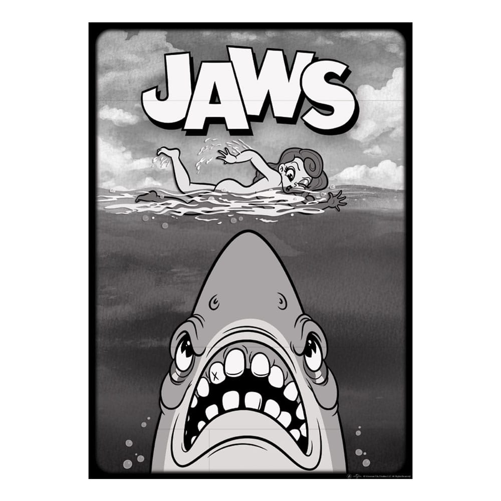 Affiche Les Dents de la Mer – Jaws – Cartoon Style – Art Print Édition Limitée A3. Version stylisée de l’affiche culte, numérotée à 995 exemplaires.