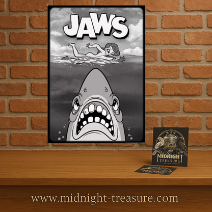 Affiche Les Dents de la Mer – Jaws – Cartoon Style – Art Print Édition Limitée A3. Version stylisée de l’affiche culte, numérotée à 995 exemplaires.