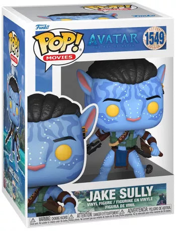 "Funko Pop! Avatar – Jake Sully (1549). Figurine représentant Jake Sully en mode guerrier Na'vi avec son arme et ses détails tribaux bleus emblématiques. Un must-have pour les fans du film Avatar !"

