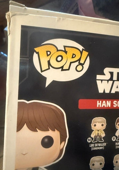 🌌🏅 Funko Pop! N°91 – Han Solo Ceremony (Han Solo en tenue de cérémonie) – 2016 Galactic Convention Exclusive – Star Wars: Episode IV – A New Hope (Star Wars : Épisode IV – Un nouvel espoir) 🏅🌌 PRODUIT RESCAPÉ